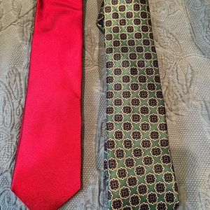 Bundle of men’s ties - set of 2 ties! Solid Red, green and eggplant